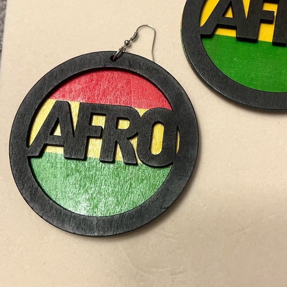 Colorful Afro Circle Earrings - Picture 2 of 2